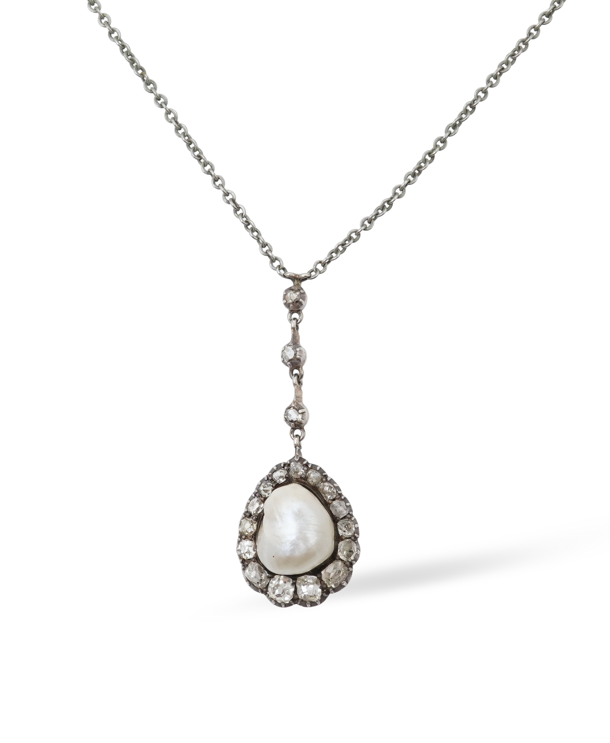 A pearl and diamond pendant, circa 1900